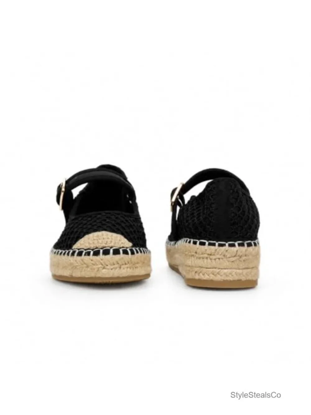 Mary Jane Espadrilles Women Round Toe Platform Ballet Flat with Buckle Rubber